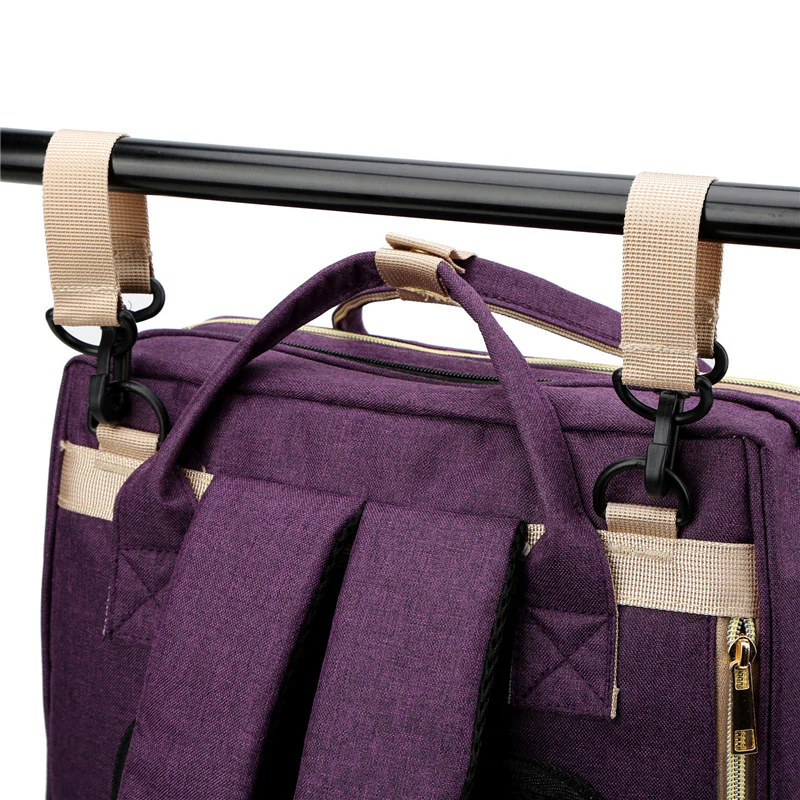 2-in-1 Nappy Bag with Baby Change Bed (Purple) - Image 9