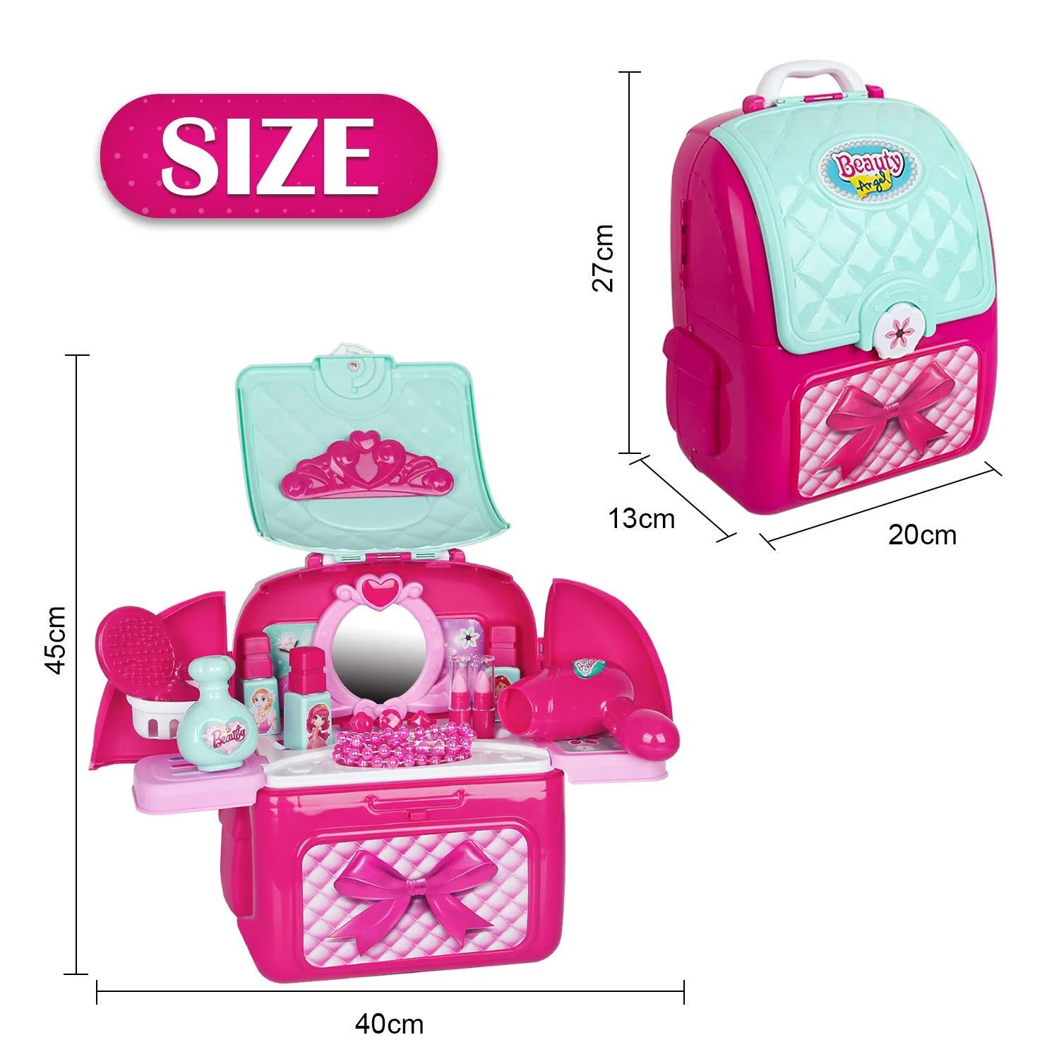 2 in 1 Princess Backpack Dresser Vanity Table Play Set - Image 10