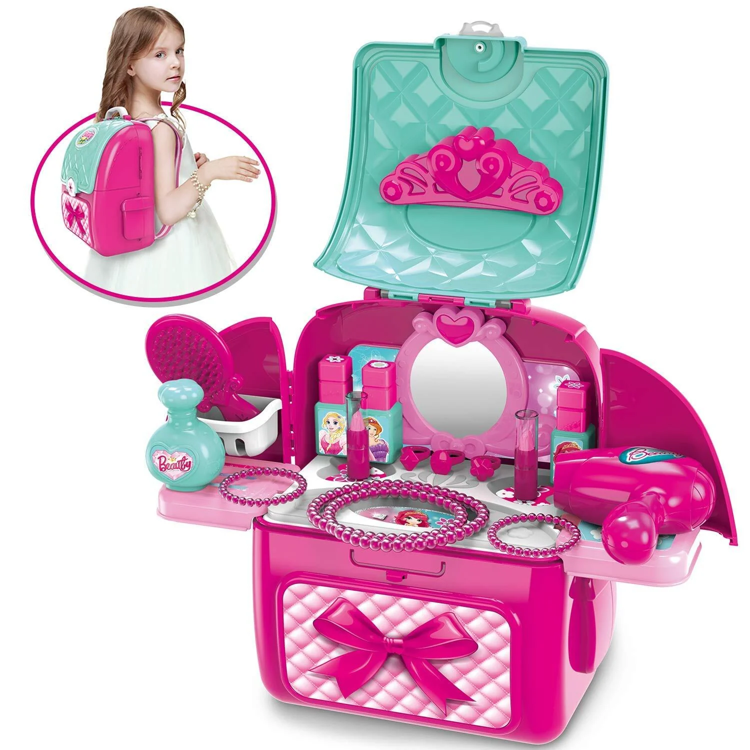 2 in 1 Princess Backpack Dresser Vanity Table Play Set - Image 13