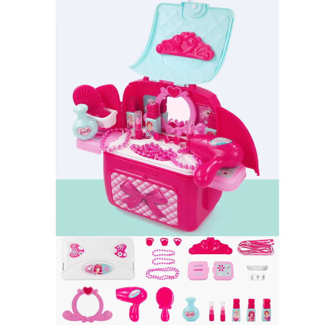 2 in 1 Princess Backpack Dresser Vanity Table Play Set - Image 16