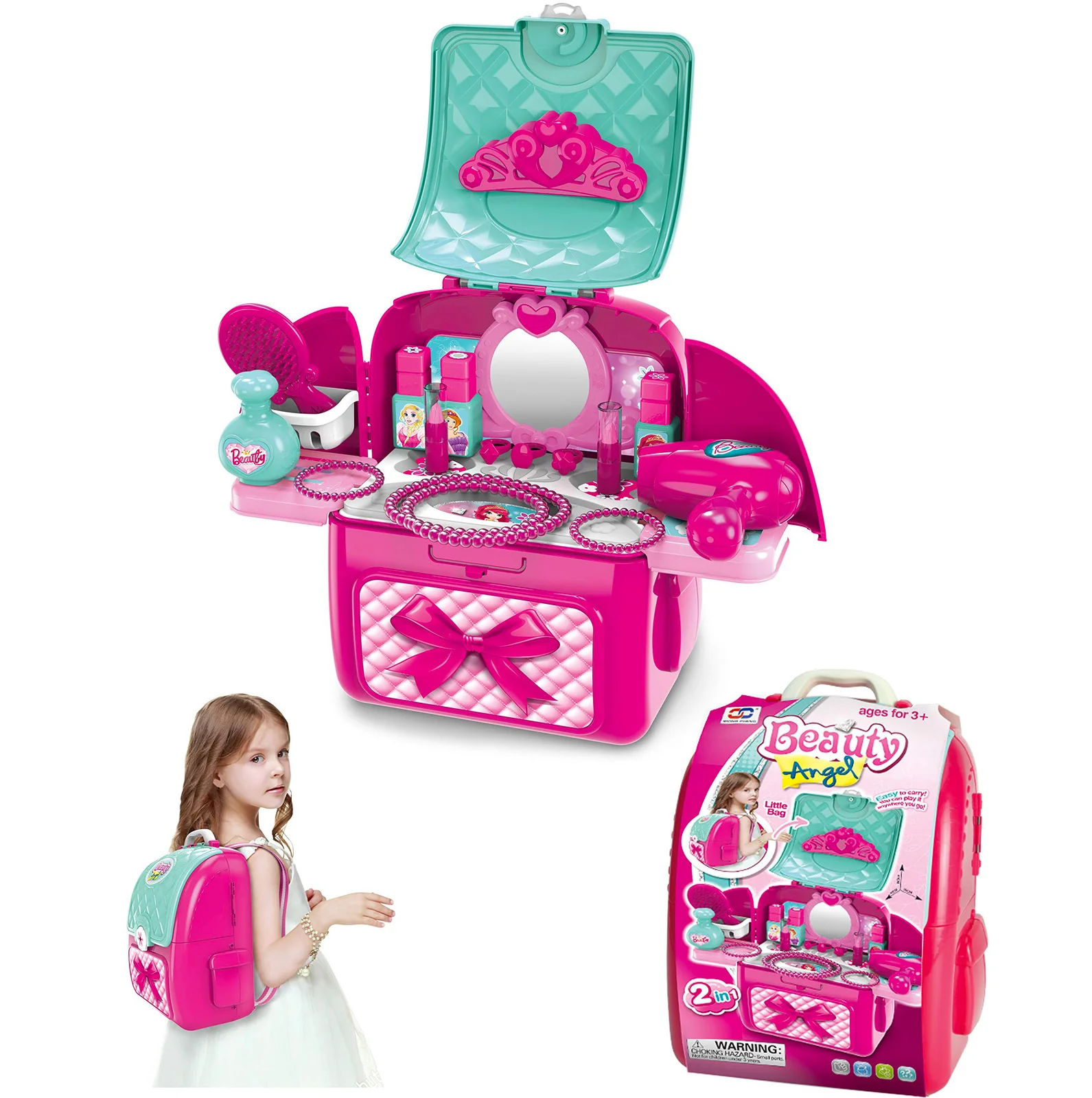 2 in 1 Princess Backpack Dresser Vanity Table Play Set - Image 5