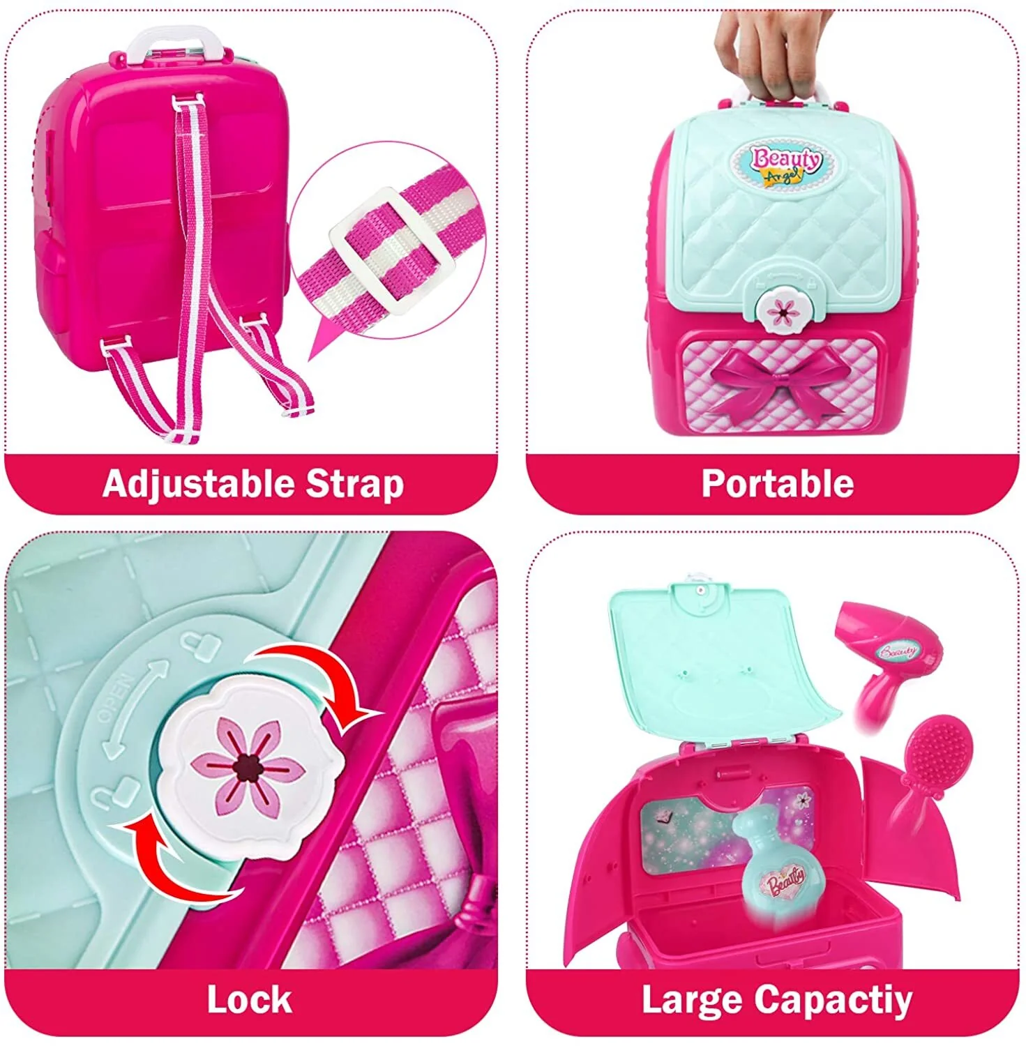 2 in 1 Princess Backpack Dresser Vanity Table Play Set - Image 7