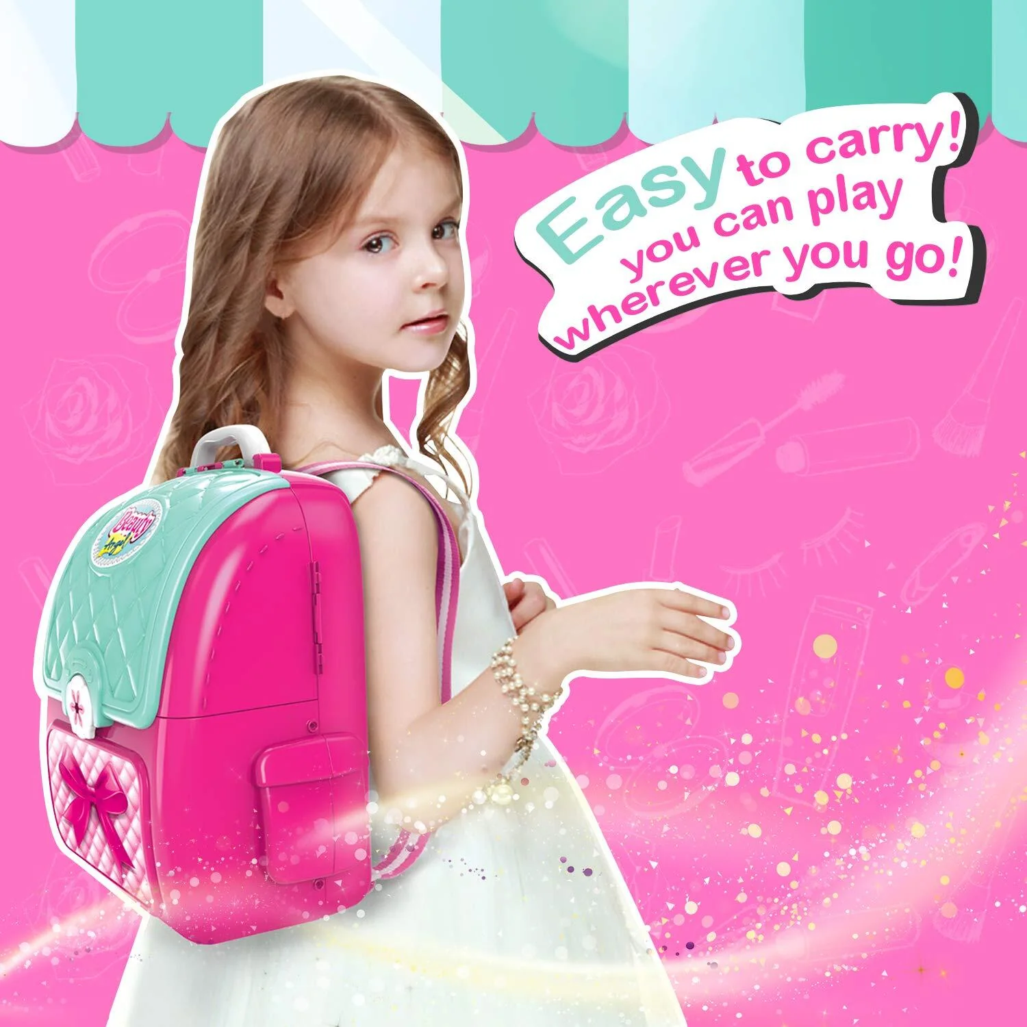 2 in 1 Princess Backpack Dresser Vanity Table Play Set - Image 8