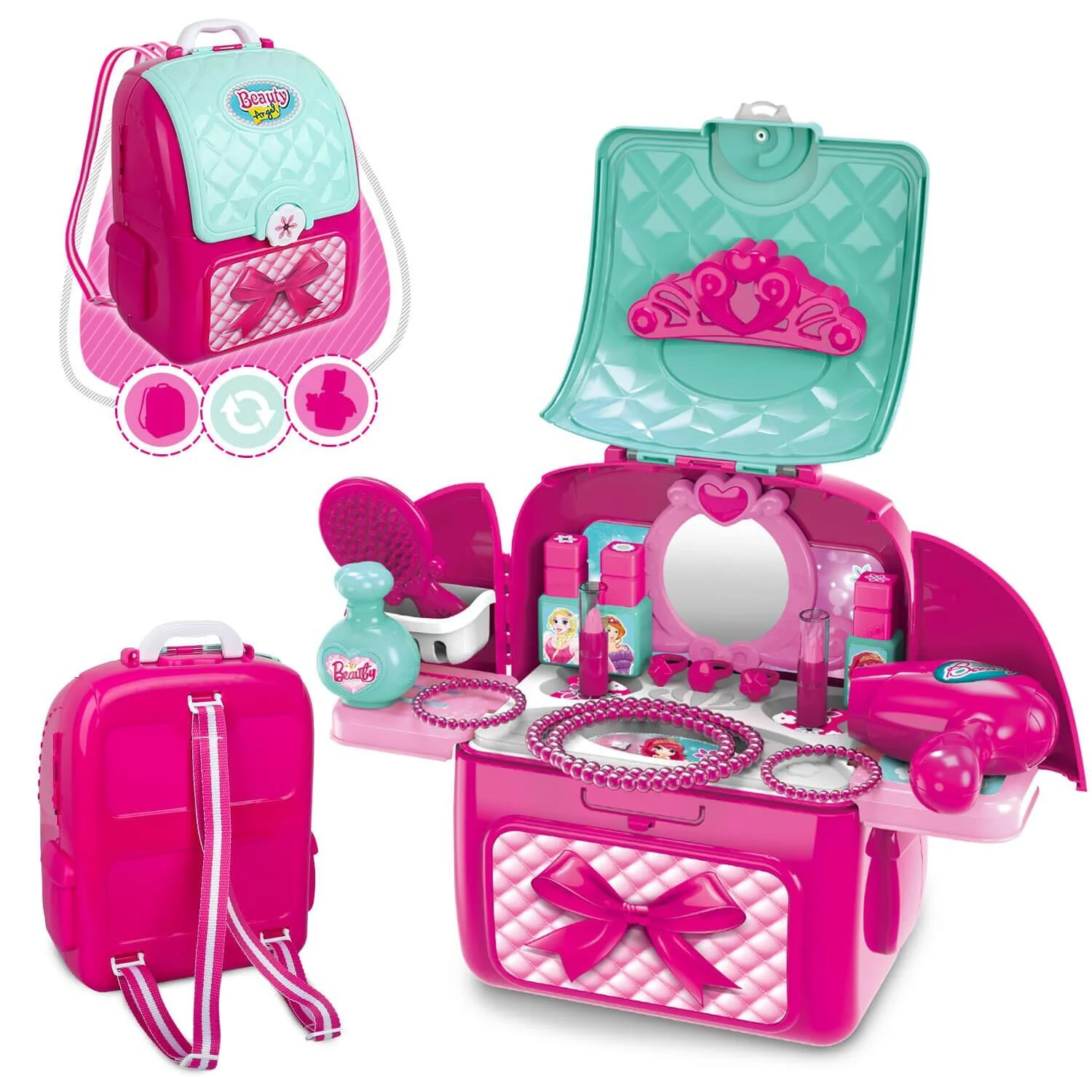 2 in 1 Princess Backpack Dresser Vanity Table Play Set - Image 9