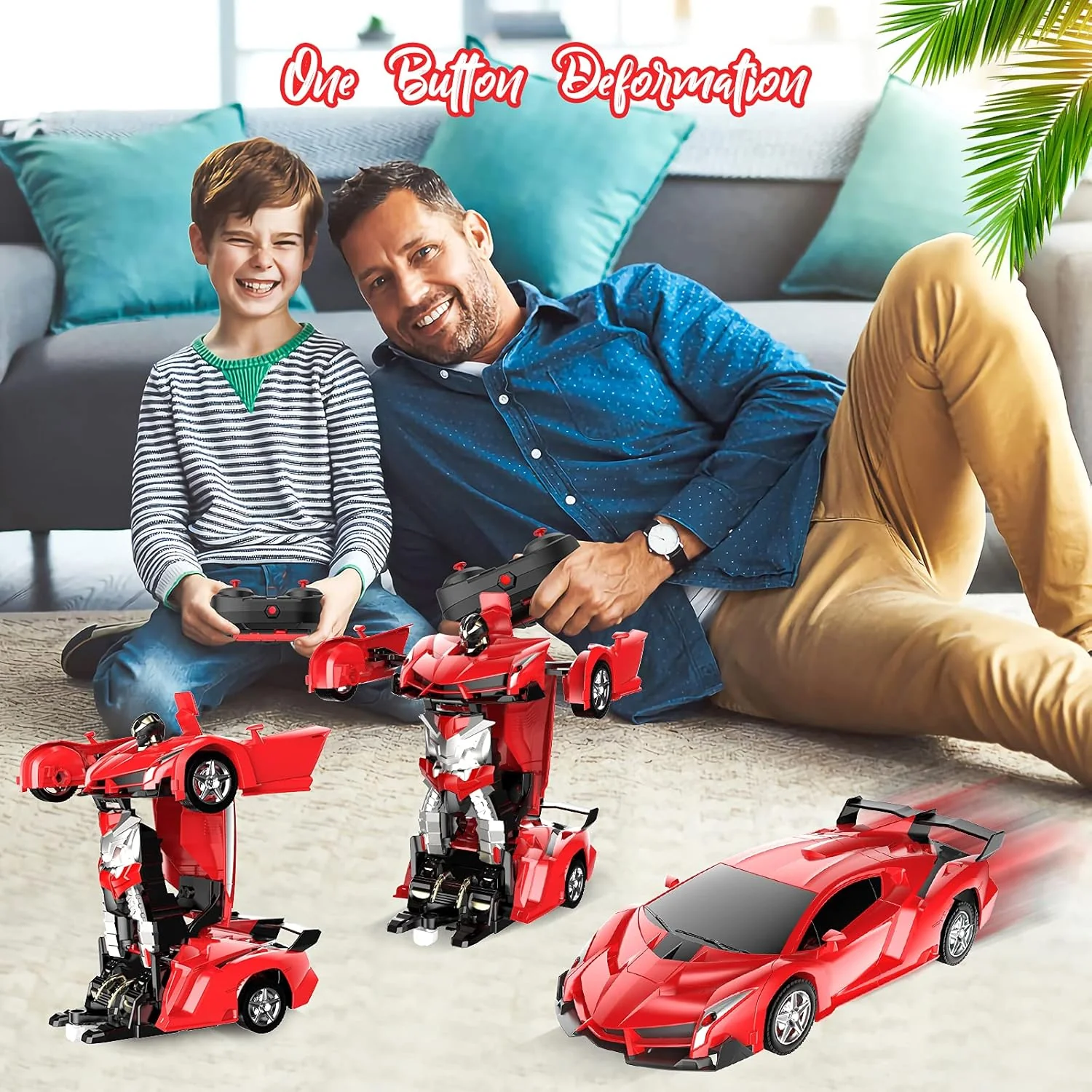 2 In 1 Robot Lamborghini Super Transformer Remote Control Car Toy (Red) - Image 3