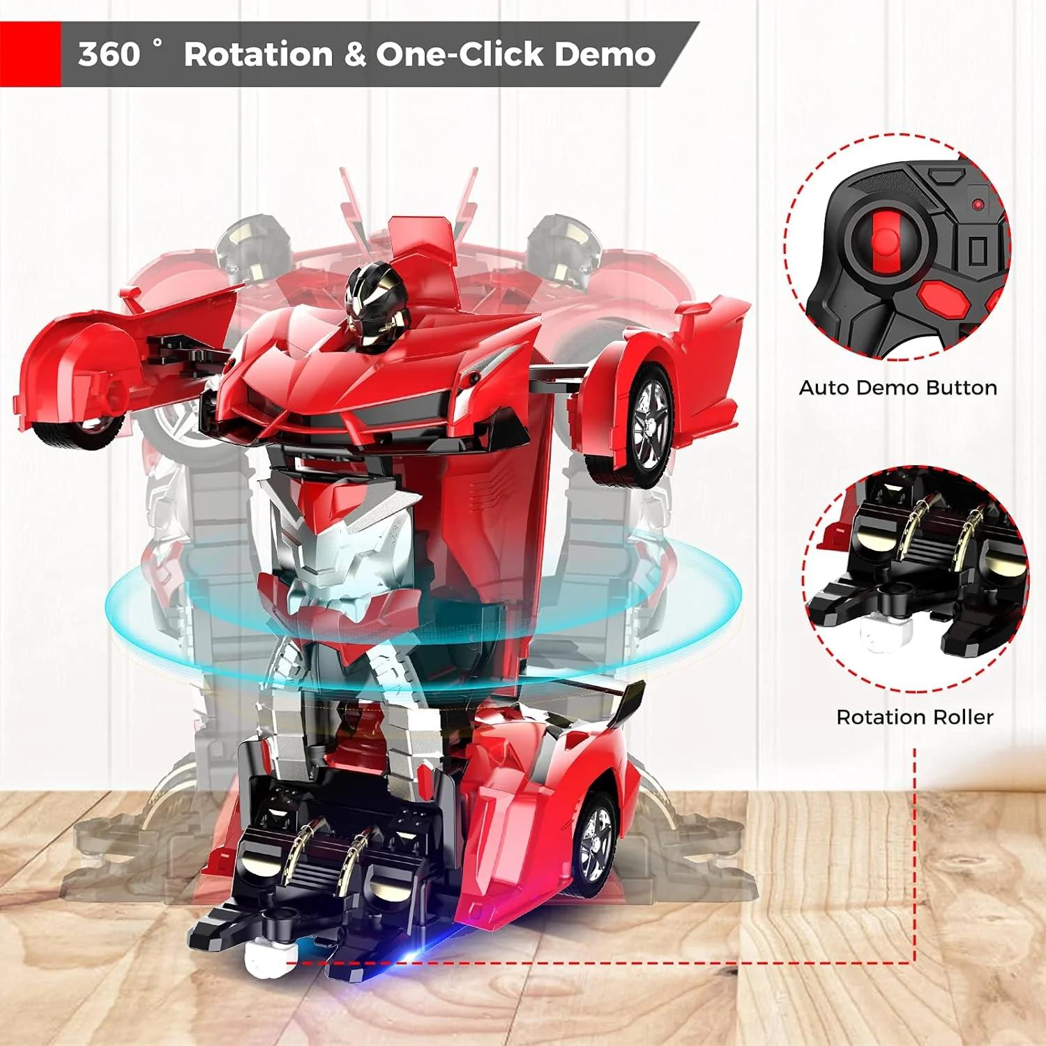 2 In 1 Robot Lamborghini Super Transformer Remote Control Car Toy (Red) - Image 7