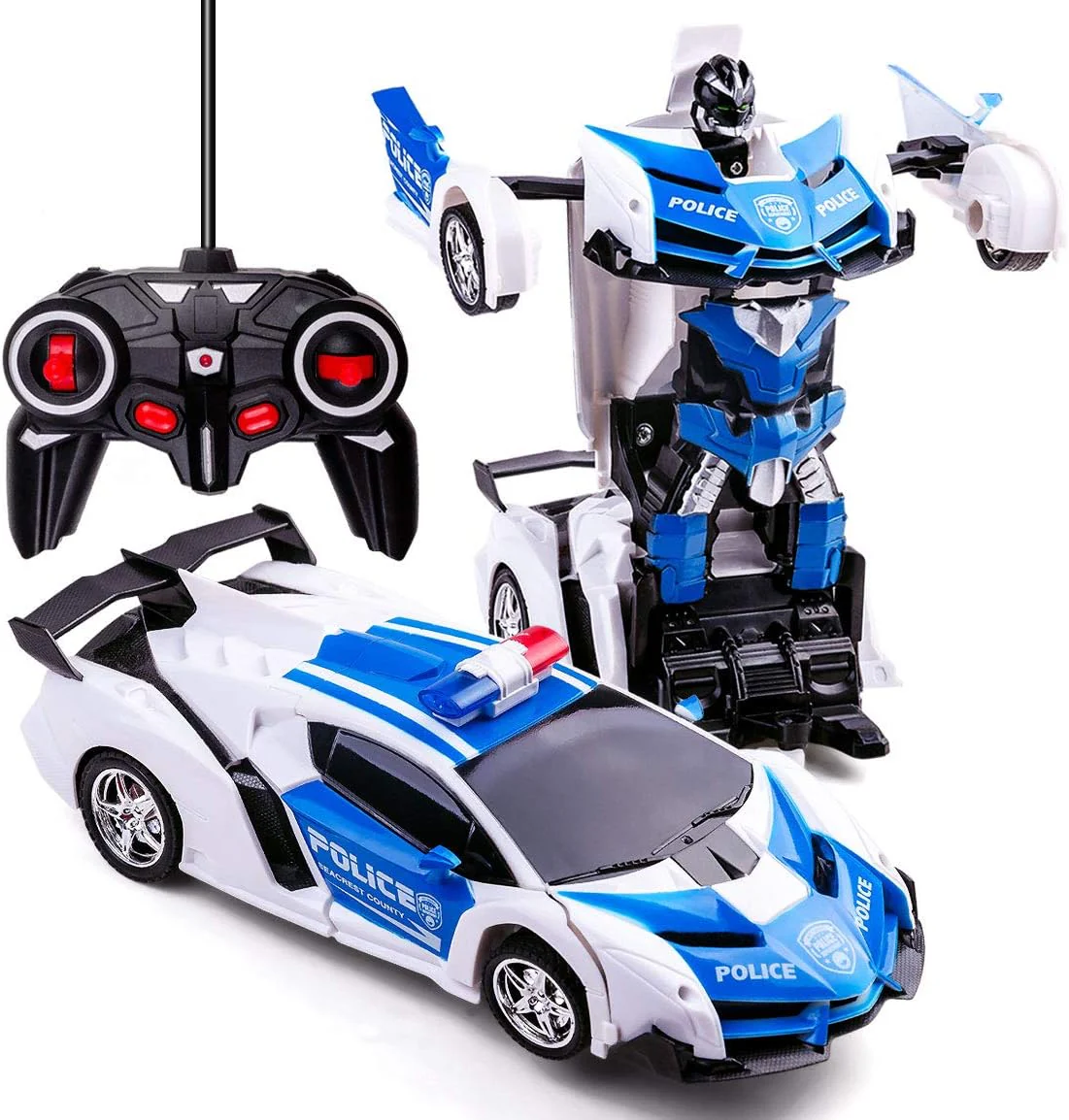 2 In 1 Robot Lamborghini Police Super Transformer Remote Control Car Toy - Image 2