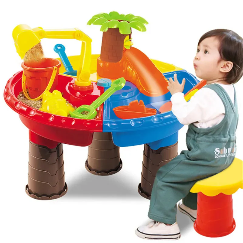 2 In 1 Sand and Water Play Toy Activity Table & Stool Set - Image 10