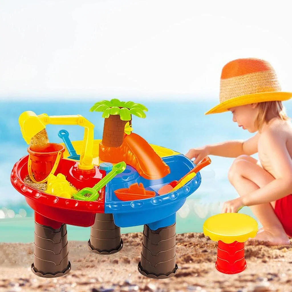 2 In 1 Sand and Water Play Toy Activity Table & Stool Set - Image 3