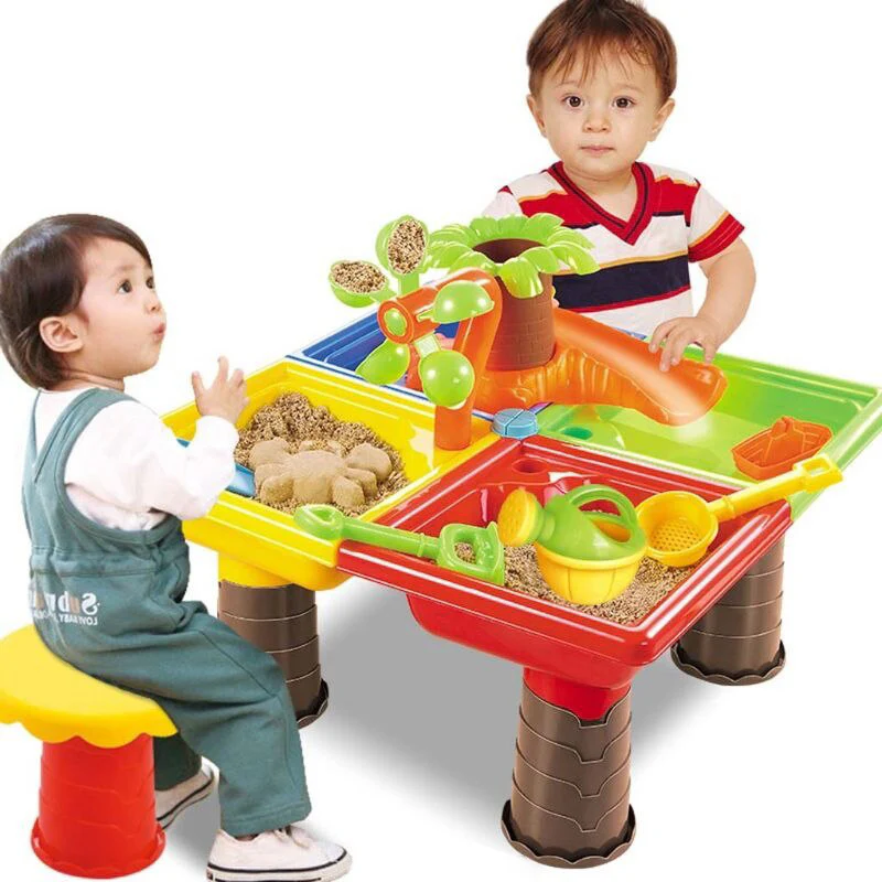 2 In 1 Sand and Water Play Toy Activity Table & Stool Set - Image 14