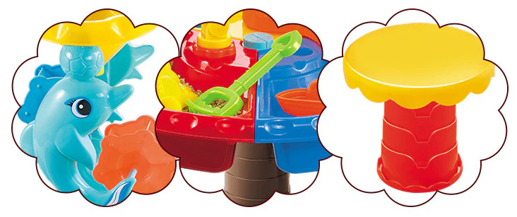 2 In 1 Sand and Water Play Toy Activity Table & Stool Set - Image 11