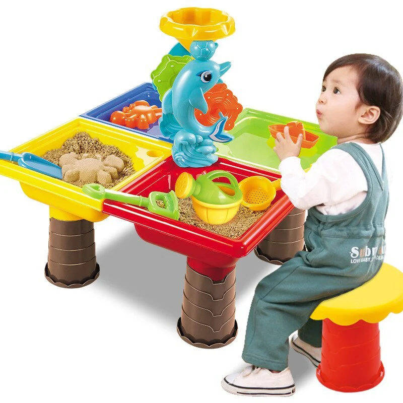 2 In 1 Sand and Water Play Toy Activity Table & Stool Set - Image 13