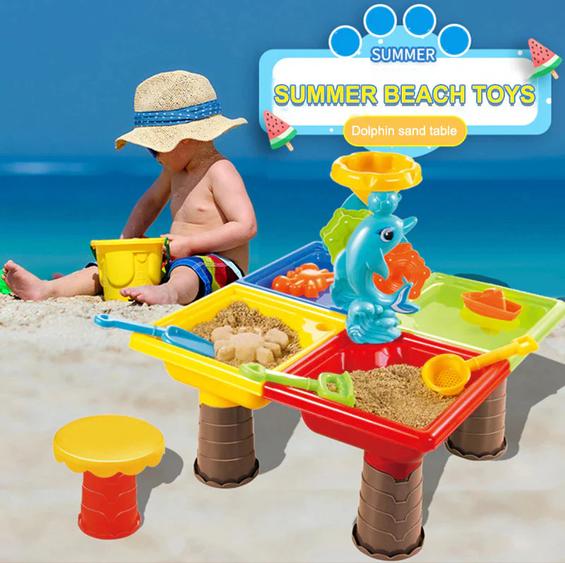 2 In 1 Sand and Water Play Toy Activity Table & Stool Set - Image 9