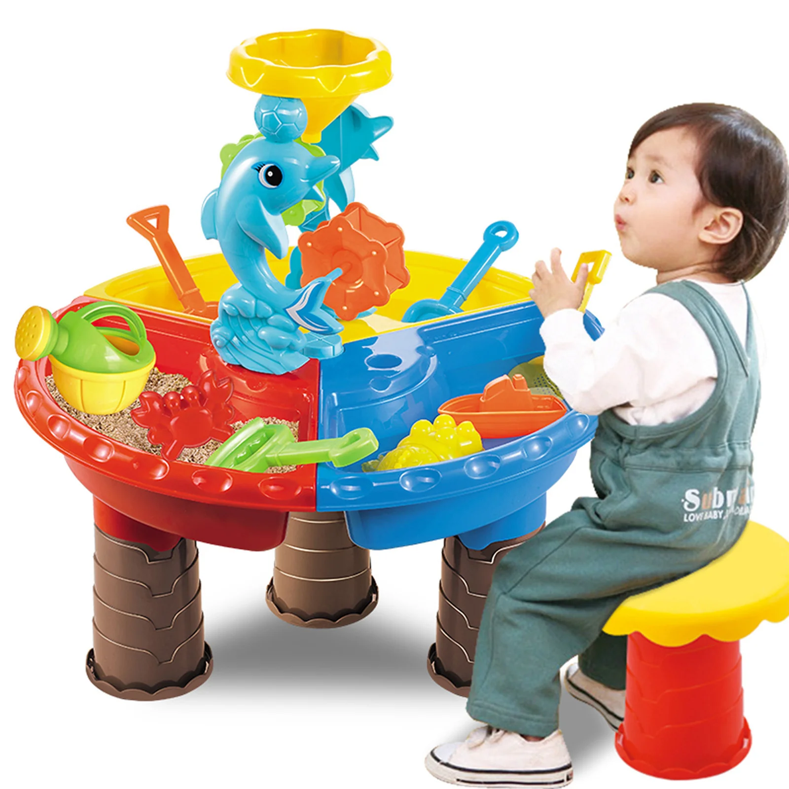 2 In 1 Sand and Water Play Toy Activity Table & Stool Set - Image 13