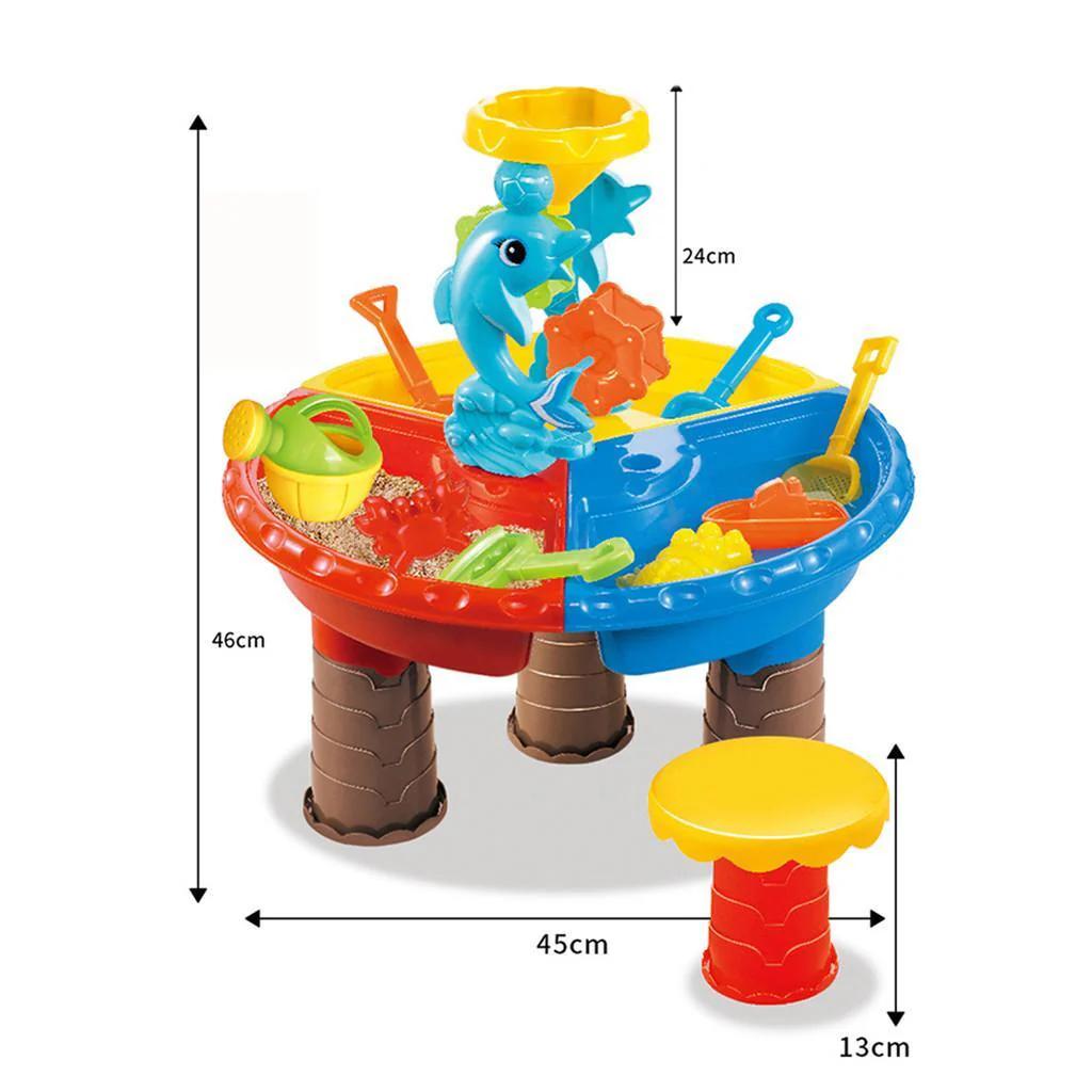 2 In 1 Sand and Water Play Toy Activity Table & Stool Set - Image 6