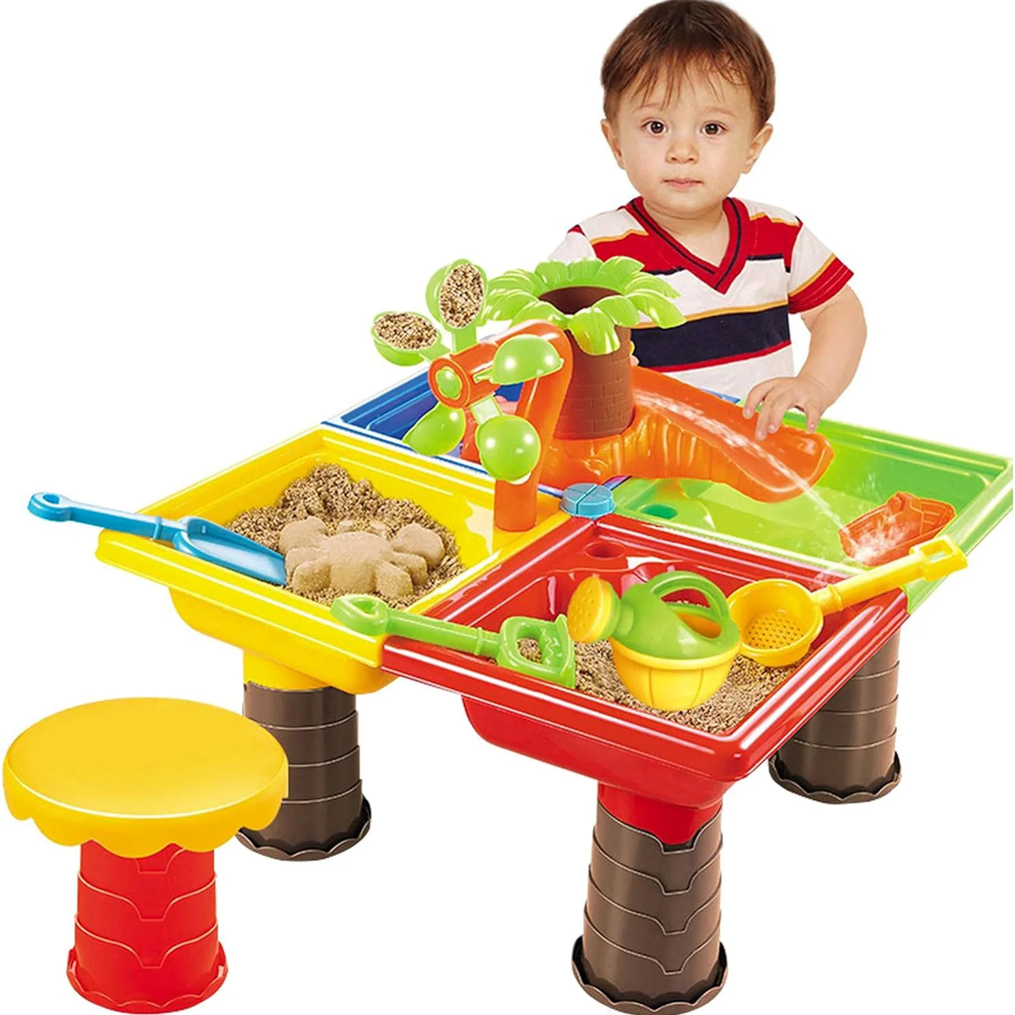 2 In 1 Sand and Water Play Toy Activity Table & Stool Set - Image 7