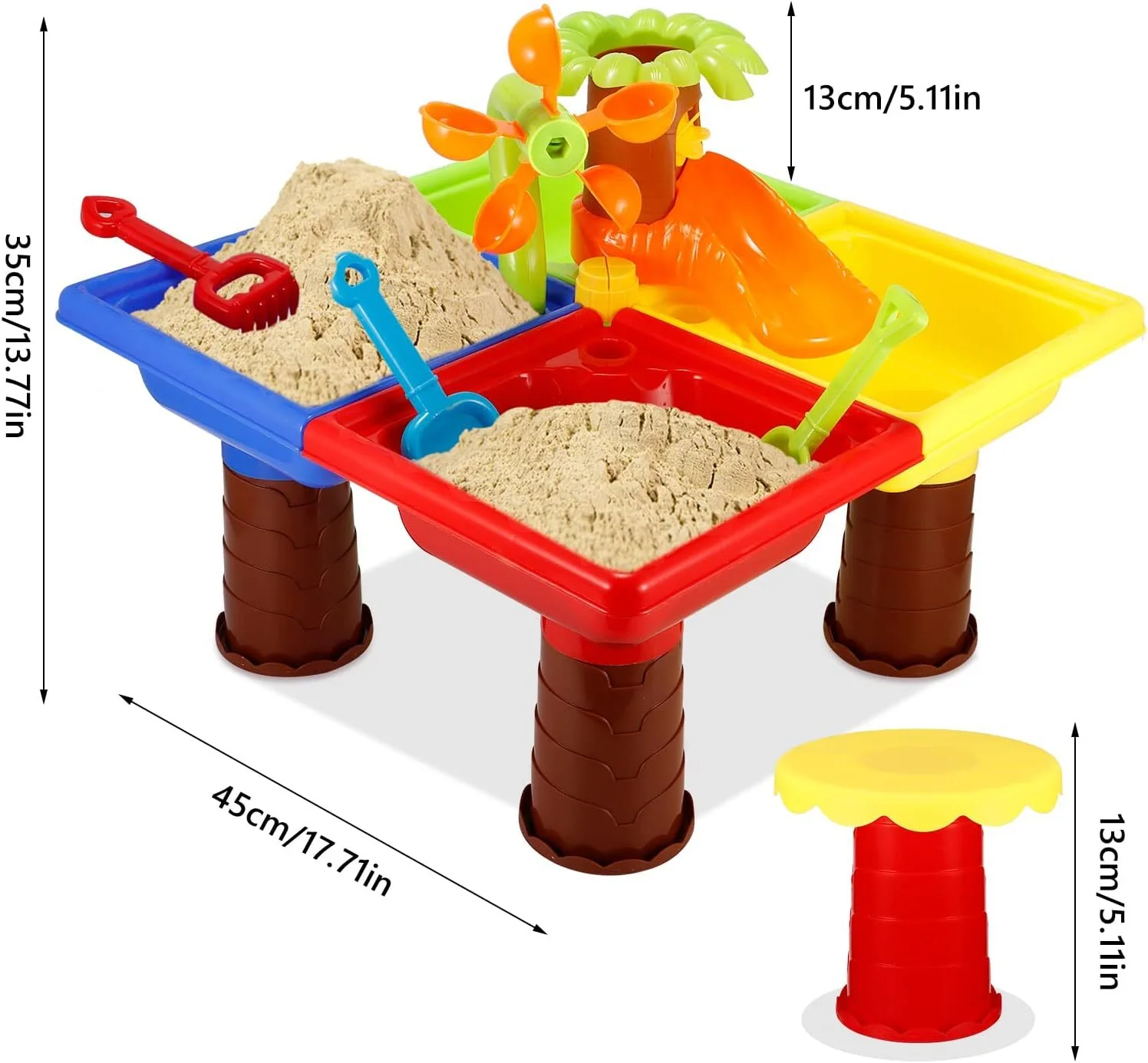 2 In 1 Sand and Water Play Toy Activity Table & Stool Set - Image 9