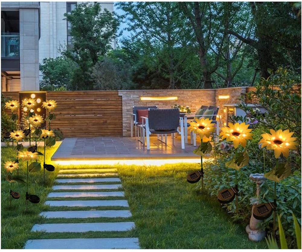 2 PCS Solar Powered Sunflower Lights Outdoor Garden Yard LED Lamp - Image 11