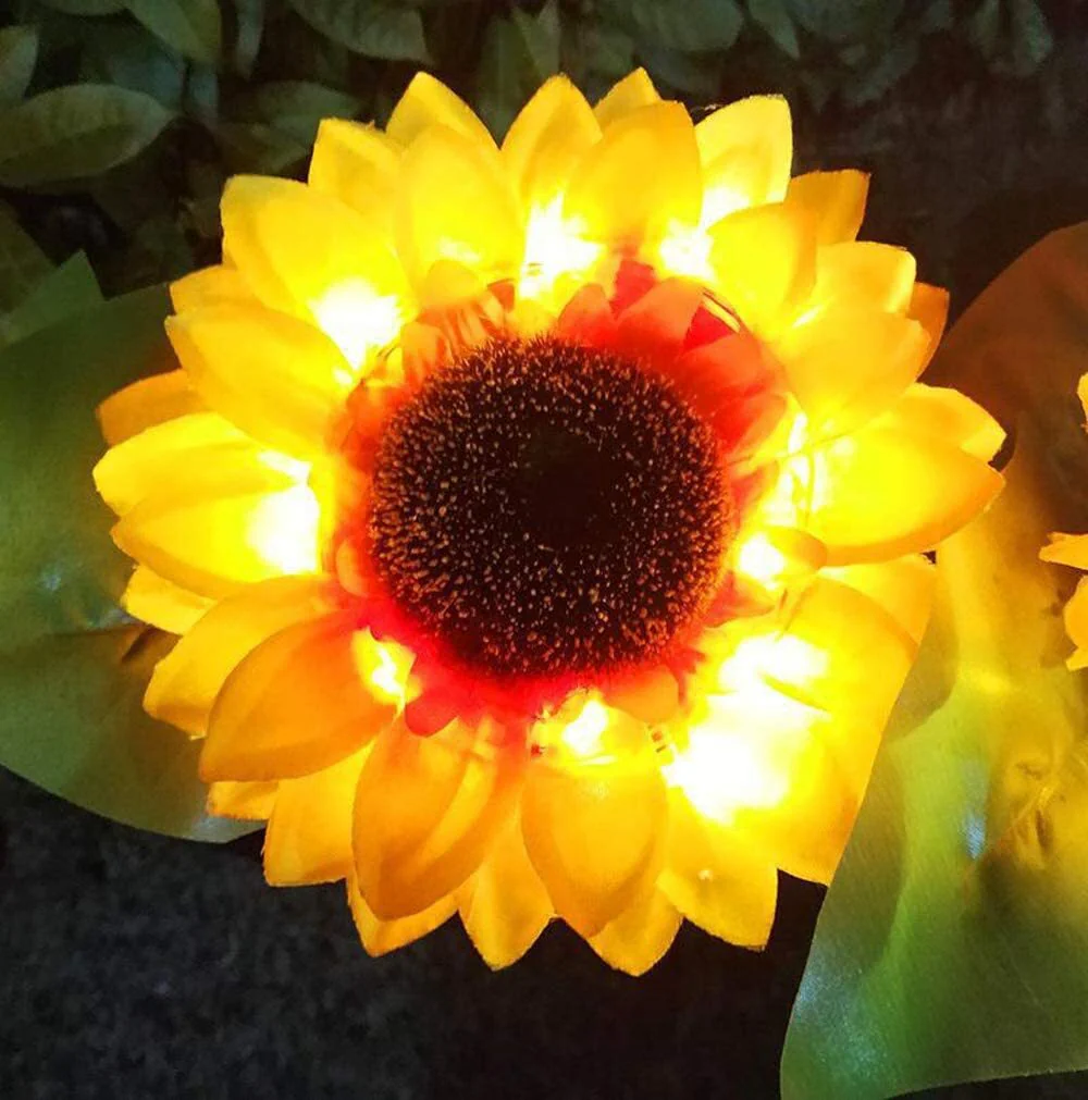 2 PCS Solar Powered Sunflower Lights Outdoor Garden Yard LED Lamp - Image 7