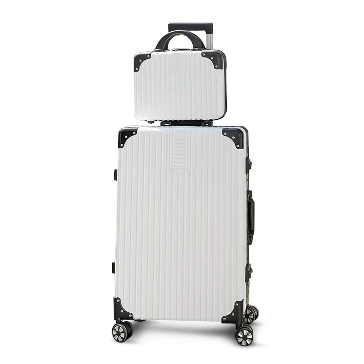2-Piece Deluxe Tough Carry-On Luggage Suitcase Set (Black & White) - Image 4