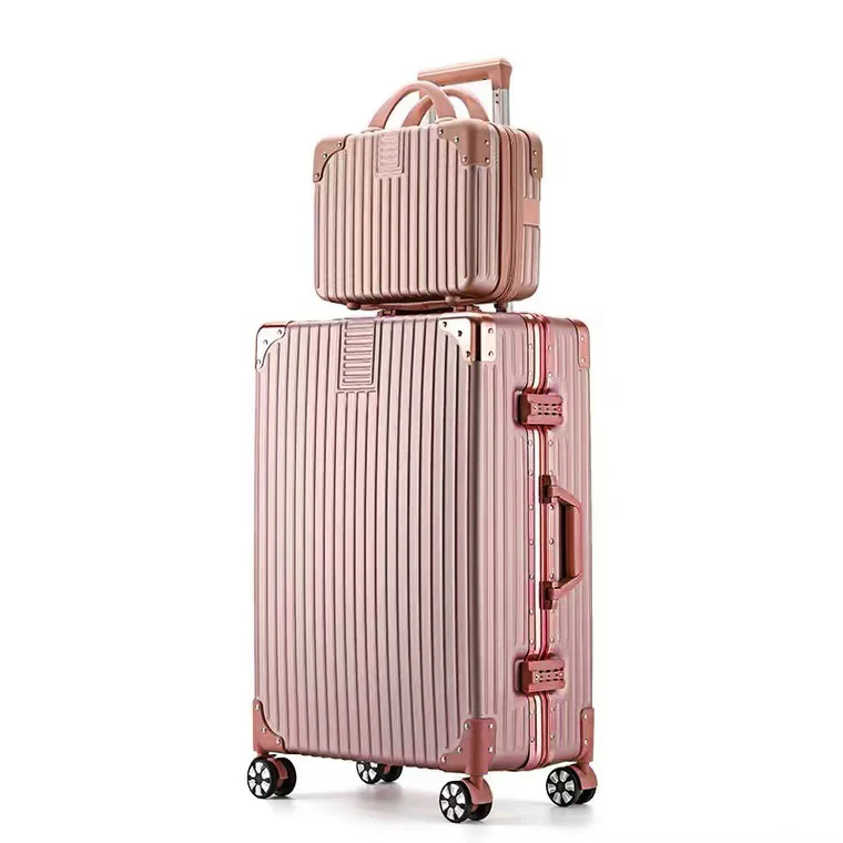 2-Piece Deluxe Tough Carry-On Luggage Suitcase Set (Rose Gold) - Image 13