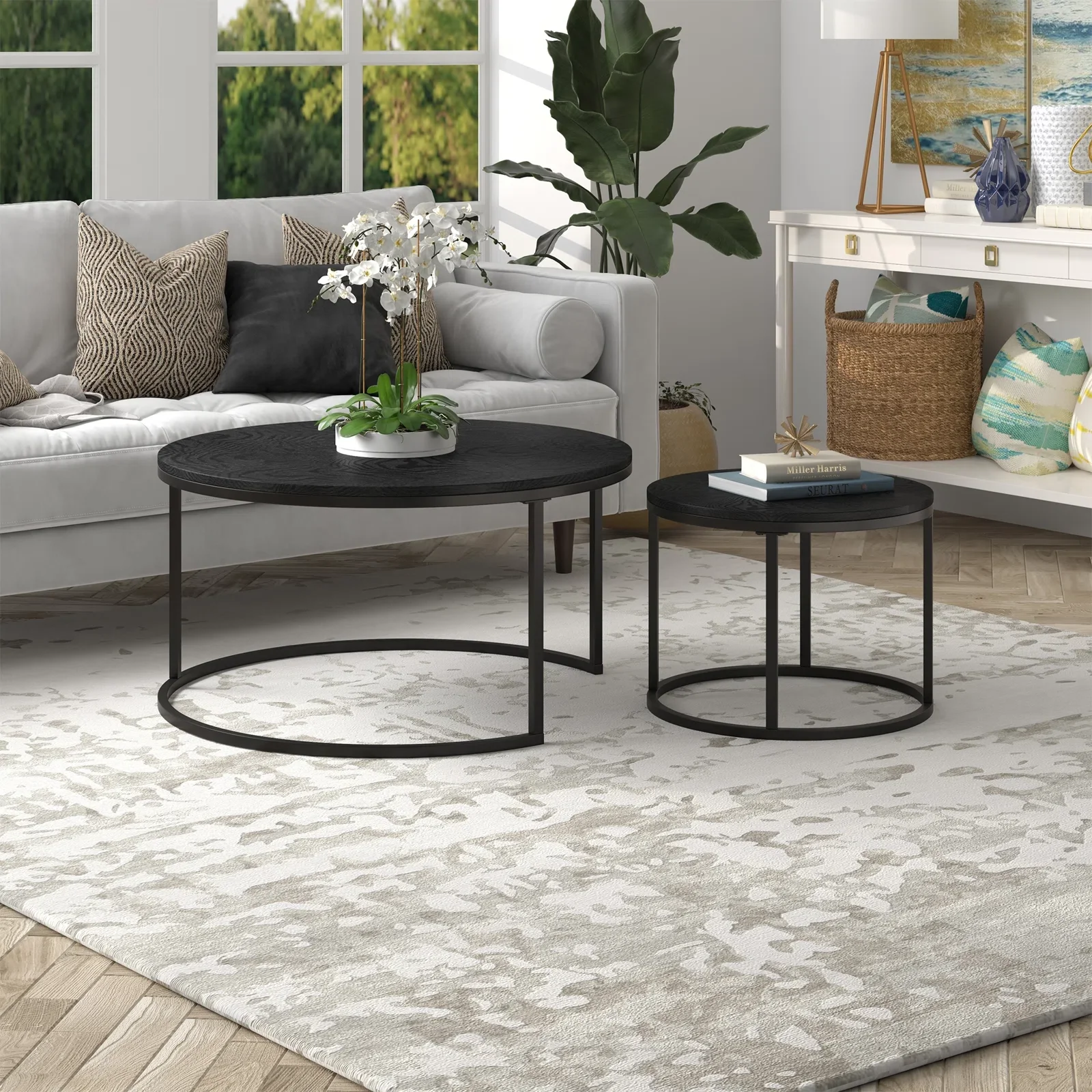 2-Piece Designer Nesting Round Coffee Table Set - Image 10