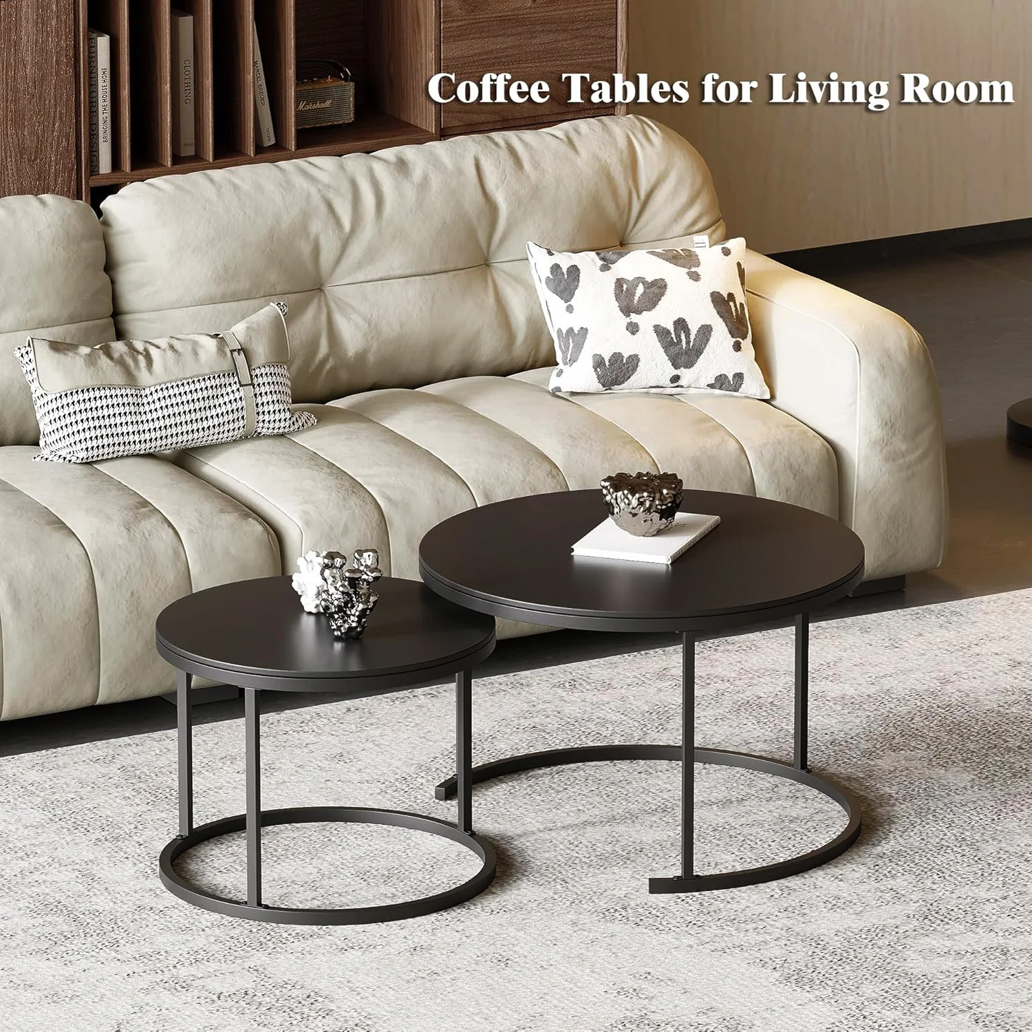 2-Piece Designer Nesting Round Coffee Table Set - Image 5