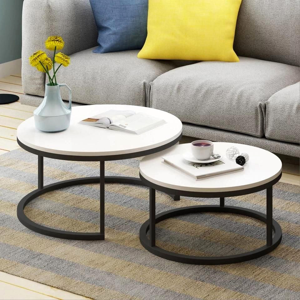 2-Piece Designer Nesting Round Coffee Table Set - Image 6