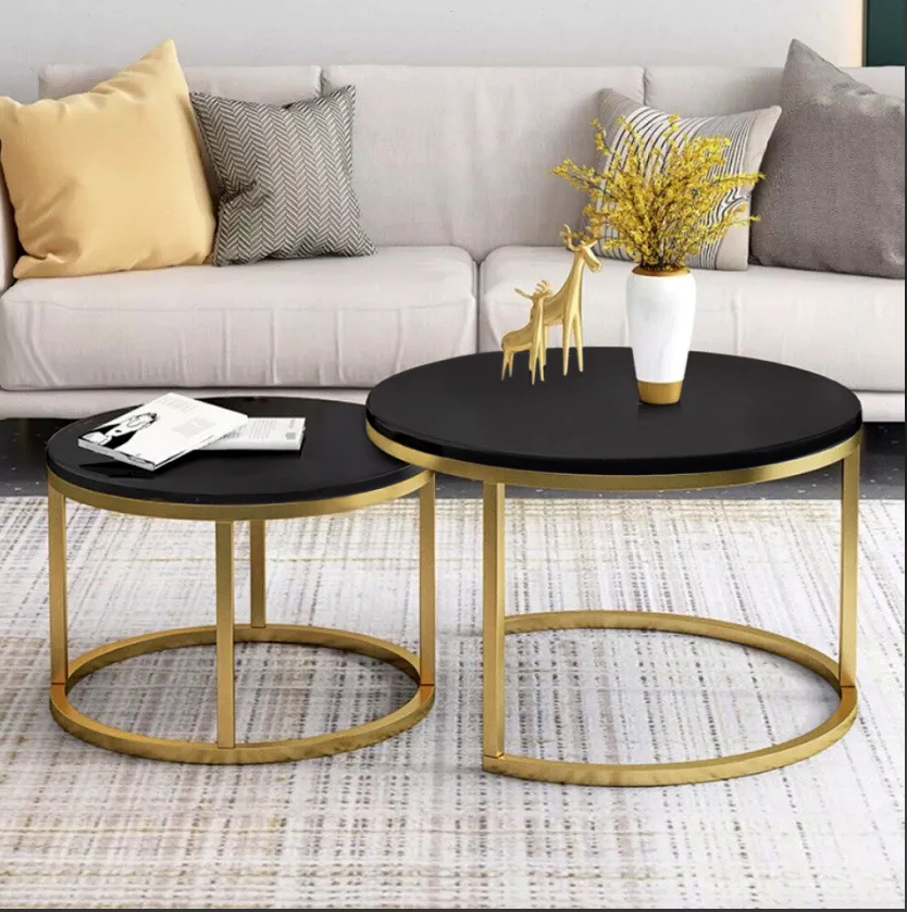 2-Piece Designer Nesting Round Coffee Table Set - Image 3