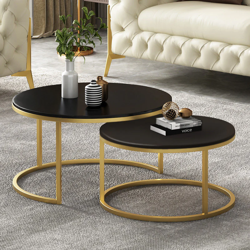 2-Piece Designer Nesting Round Coffee Table Set - Image 4