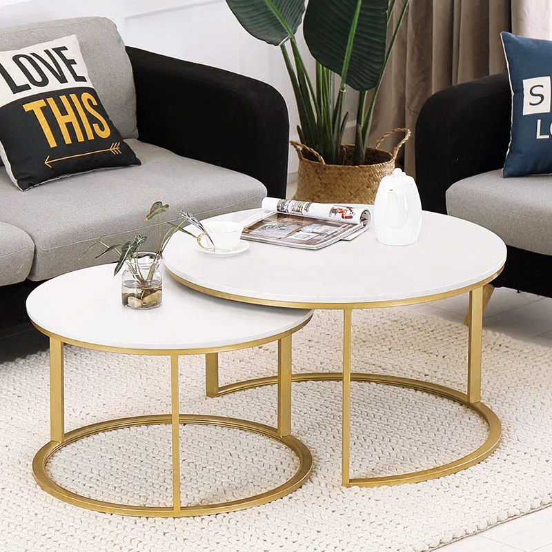 2-Piece Designer Nesting Round Coffee Table Set - Image 2