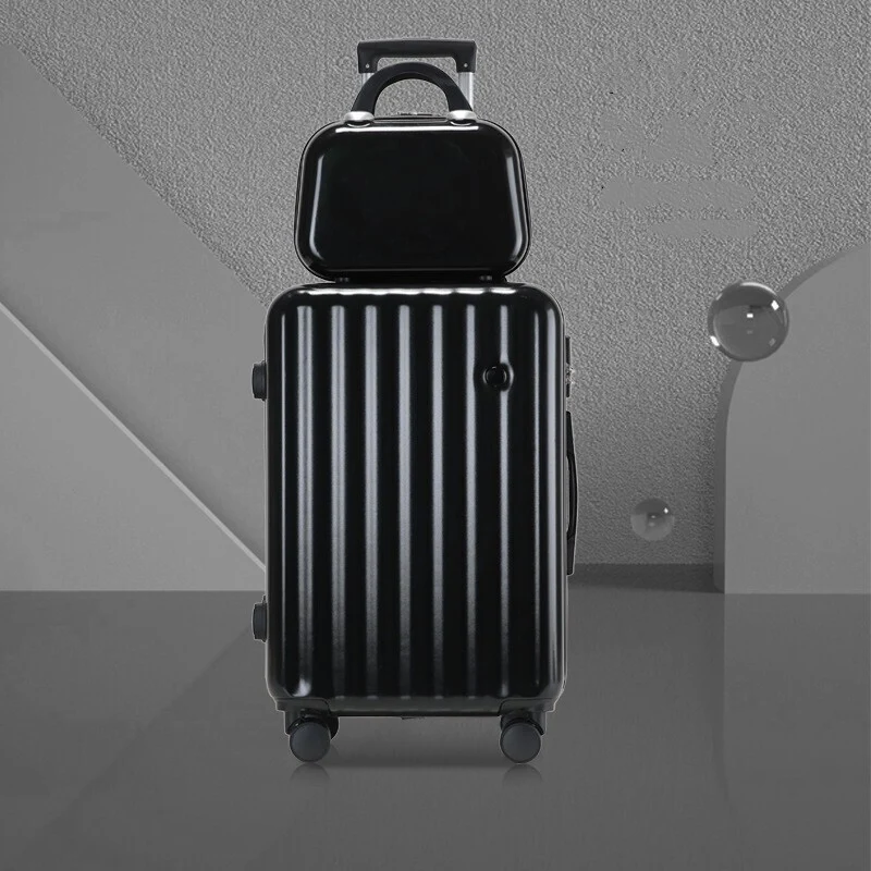 2-Piece Designer Standard Cabin Carry-On Luggage Suitcase Set (Black) - Image 7