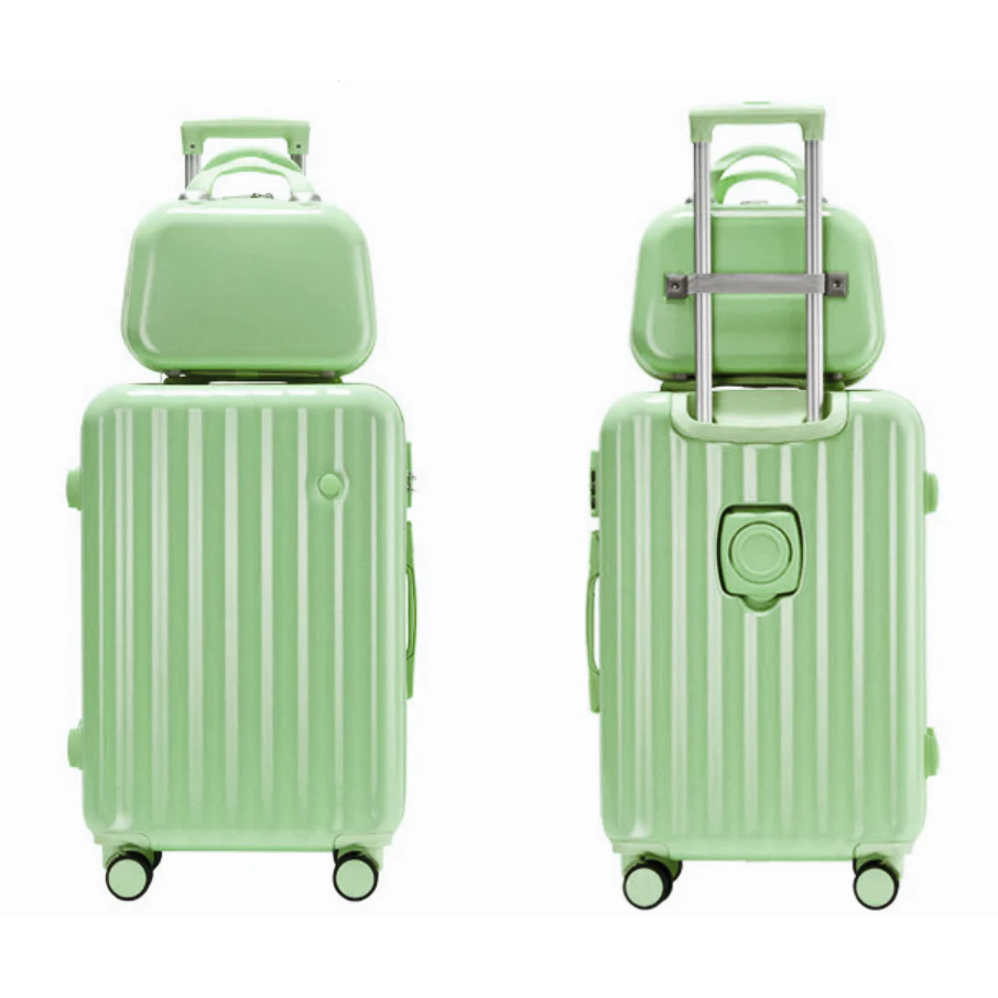 2-Piece Designer Standard Cabin Carry-On Luggage Suitcase Set (Green) - Image 4