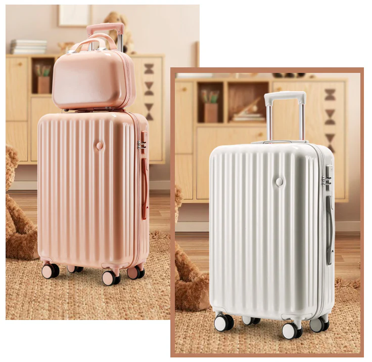 2-Piece Designer Standard Cabin Carry-On Luggage Suitcase Set (White) - Image 10