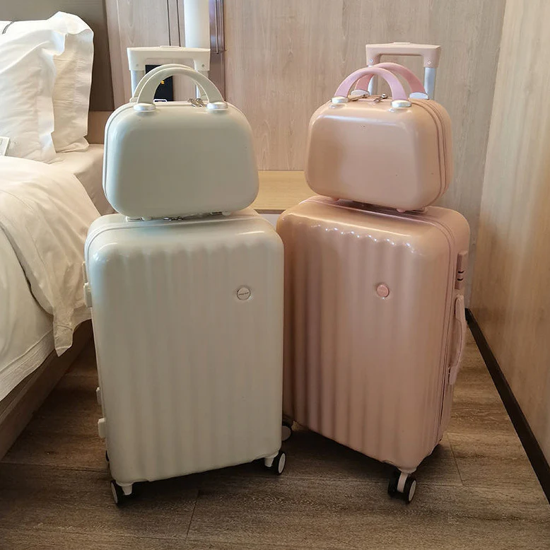2-Piece Designer Standard Cabin Carry-On Luggage Suitcase Set (White) - Image 11