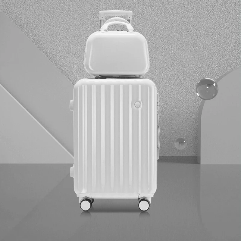 2-Piece Designer Standard Cabin Carry-On Luggage Suitcase Set (White) - Image 13