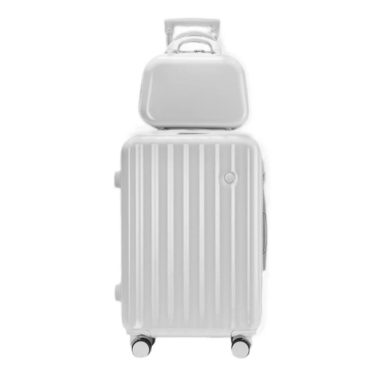 2-Piece Designer Standard Cabin Carry-On Luggage Suitcase Set (White) - Image 14