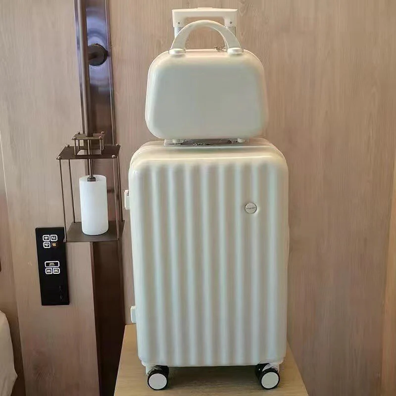 2-Piece Designer Standard Cabin Carry-On Luggage Suitcase Set (White) - Image 7