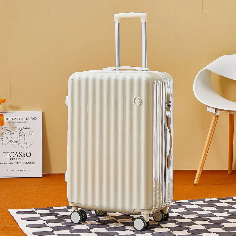 2-Piece Designer Standard Cabin Carry-On Luggage Suitcase Set (White) - Image 8