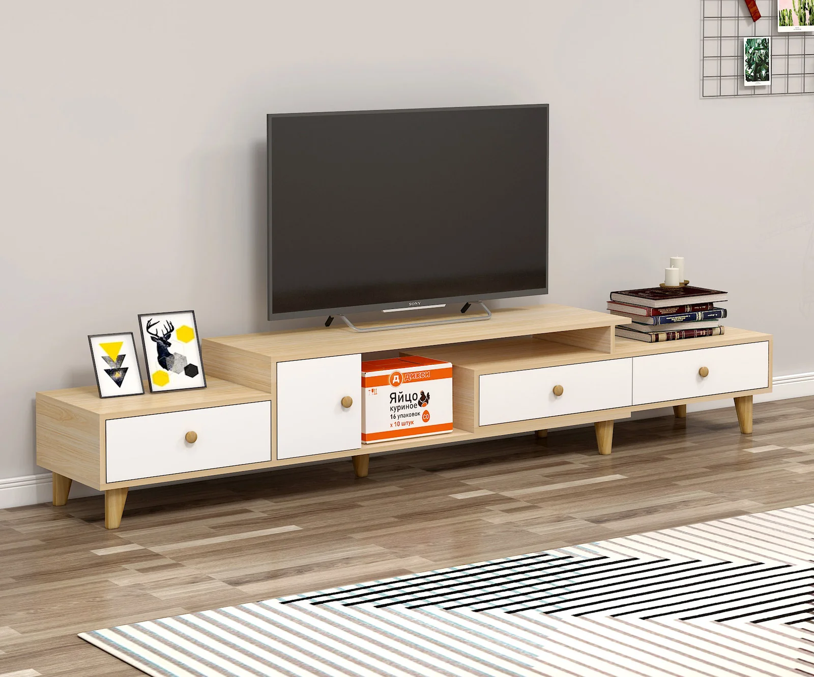 2-Piece Set Deluxe Unity Wooden Coffee Table & TV Cabinet Living Room Package - Image 2