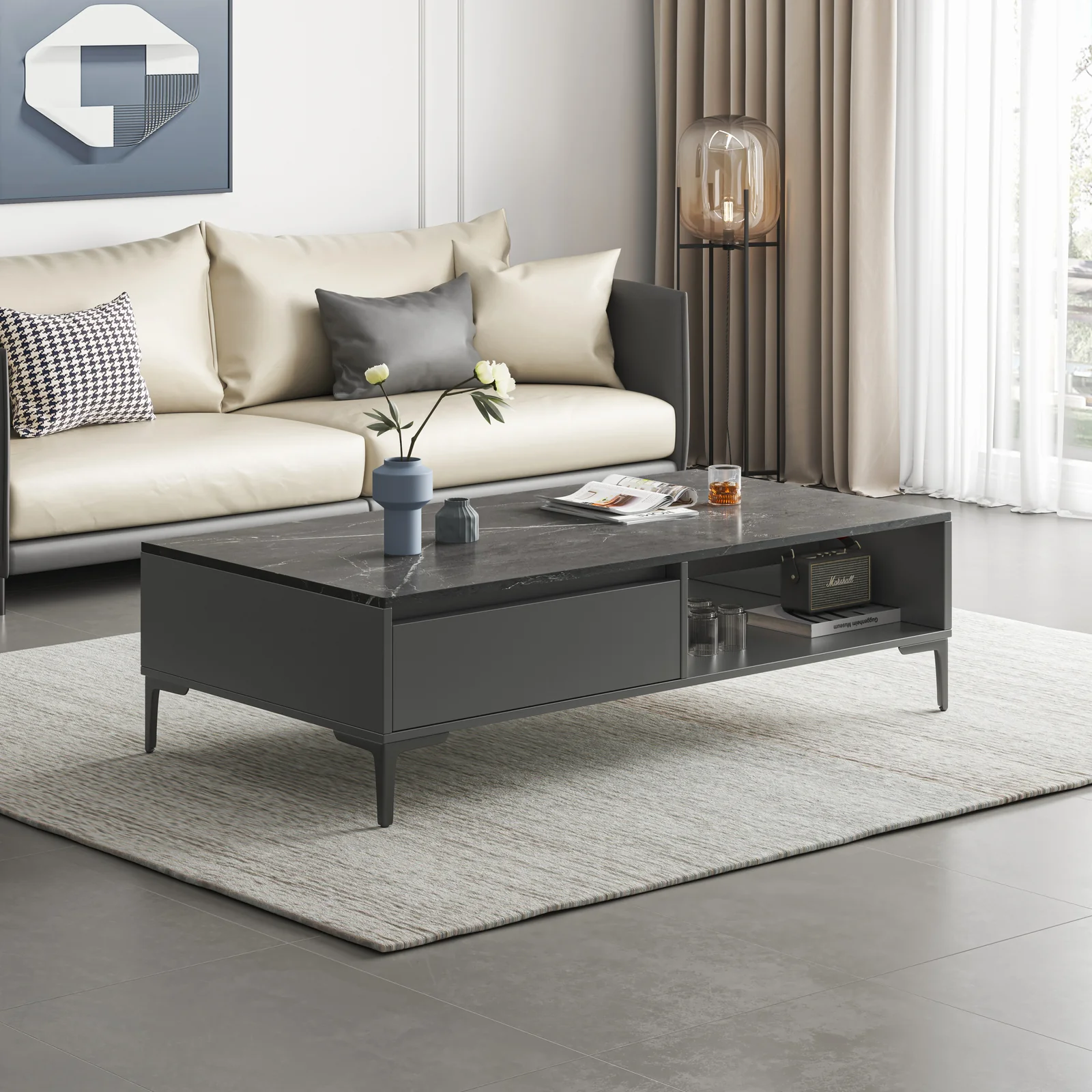 2-Piece Set Minimalist Coffee Table & TV Cabinet - Image 12