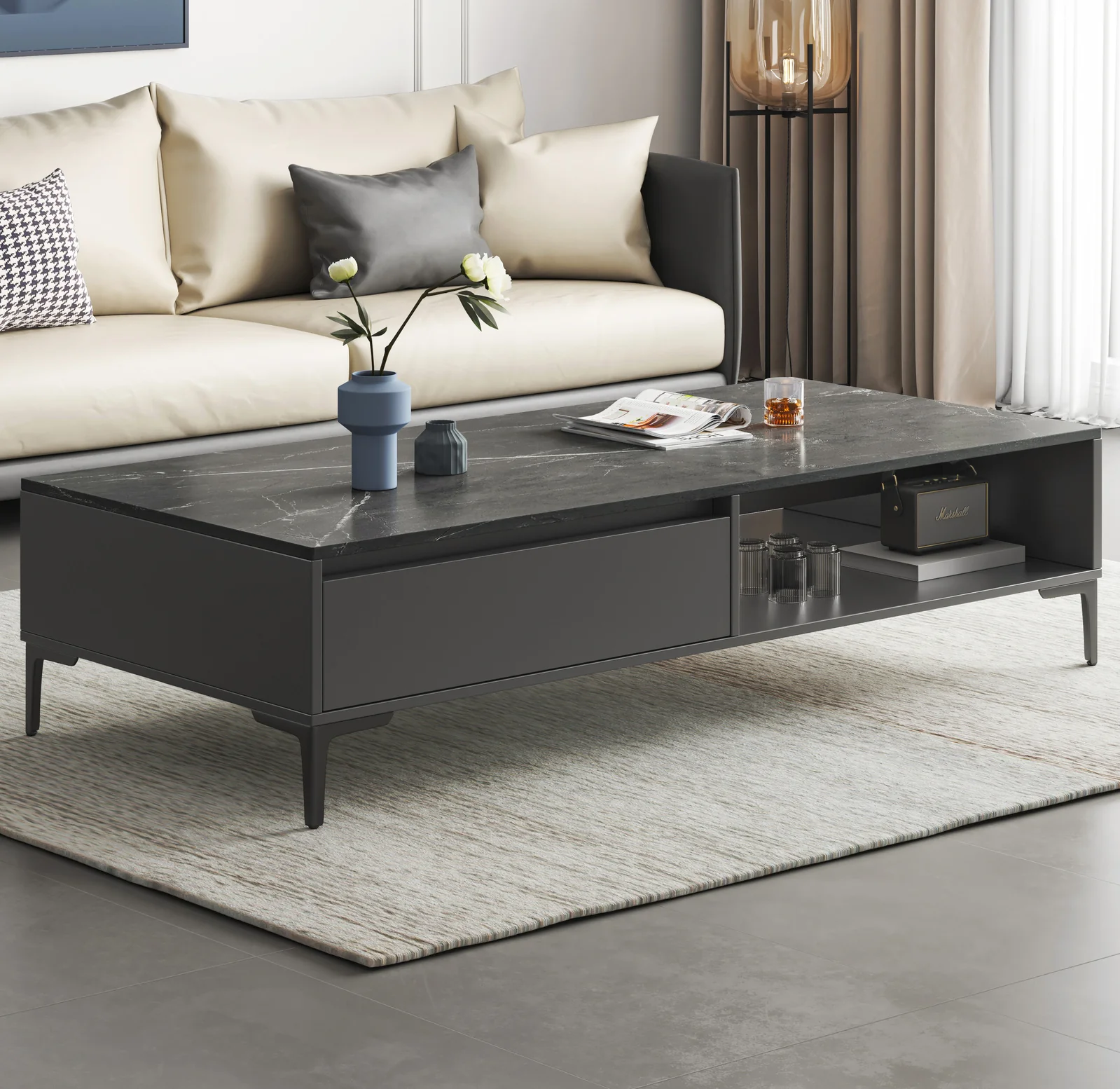 2-Piece Set Minimalist Large Coffee Table & 2m TV Cabinet - Image 3