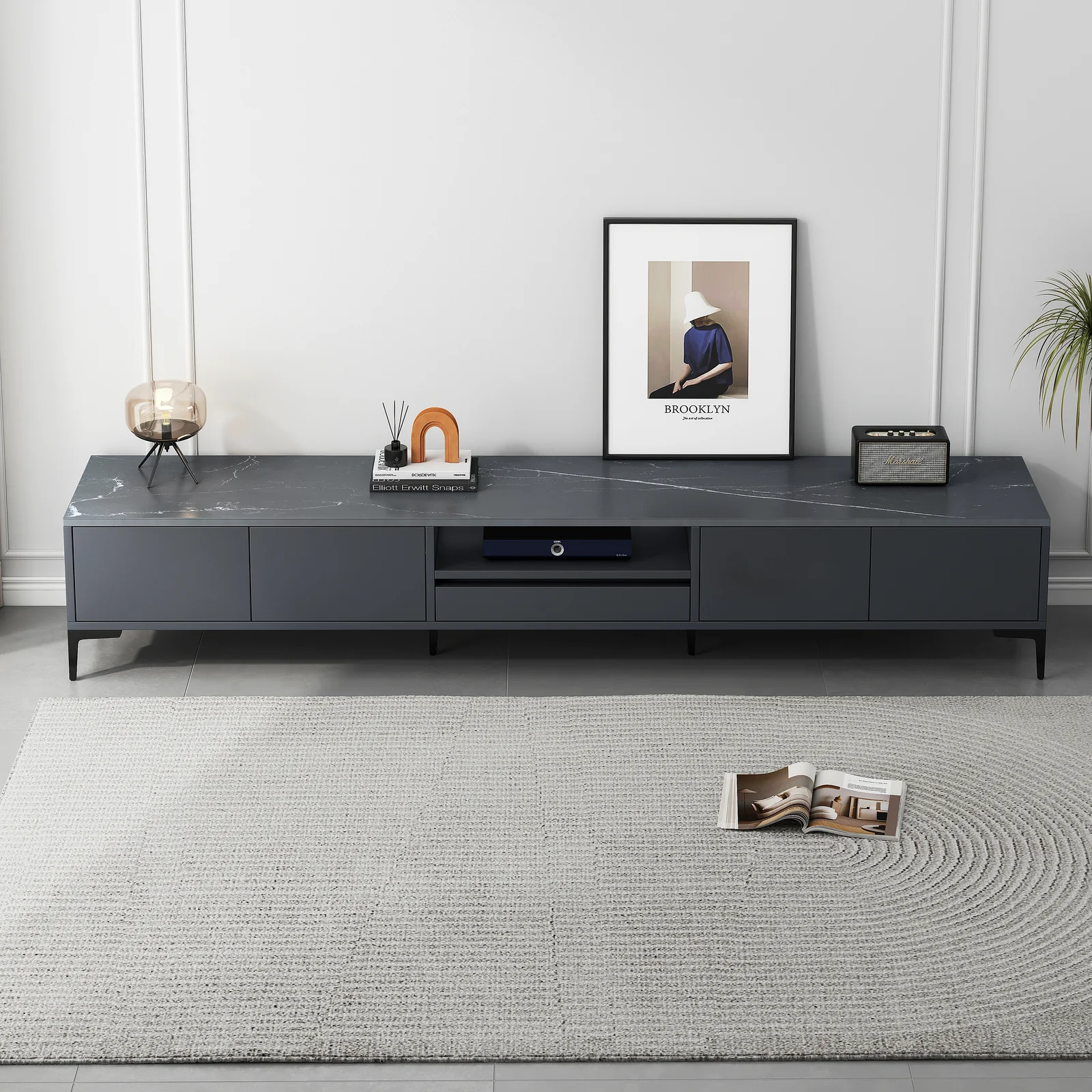 2-Piece Set Minimalist Large Coffee Table & 2m TV Cabinet - Image 6