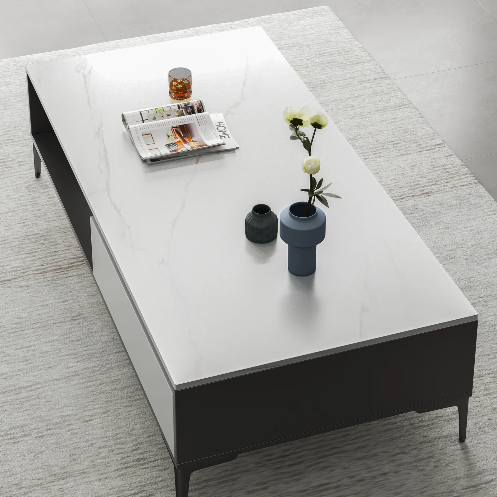 2-Piece Set Minimalist Large Coffee Table & TV Cabinet - Image 11