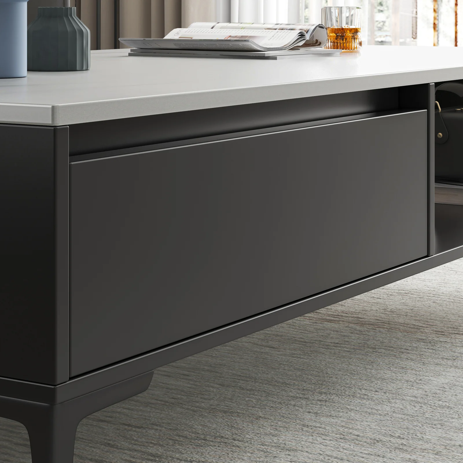 2-Piece Set Minimalist Large Coffee Table & TV Cabinet - Image 12
