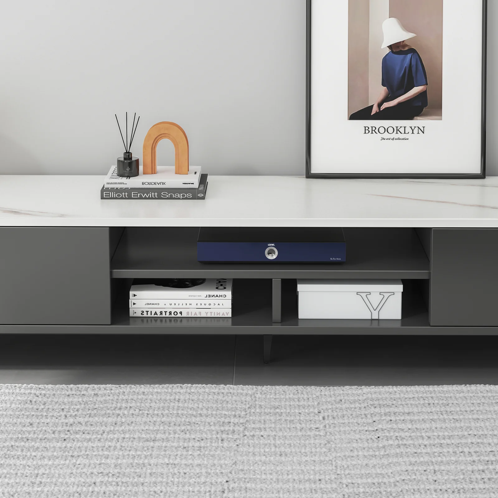 2-Piece Set Minimalist Large Coffee Table & TV Cabinet - Image 9