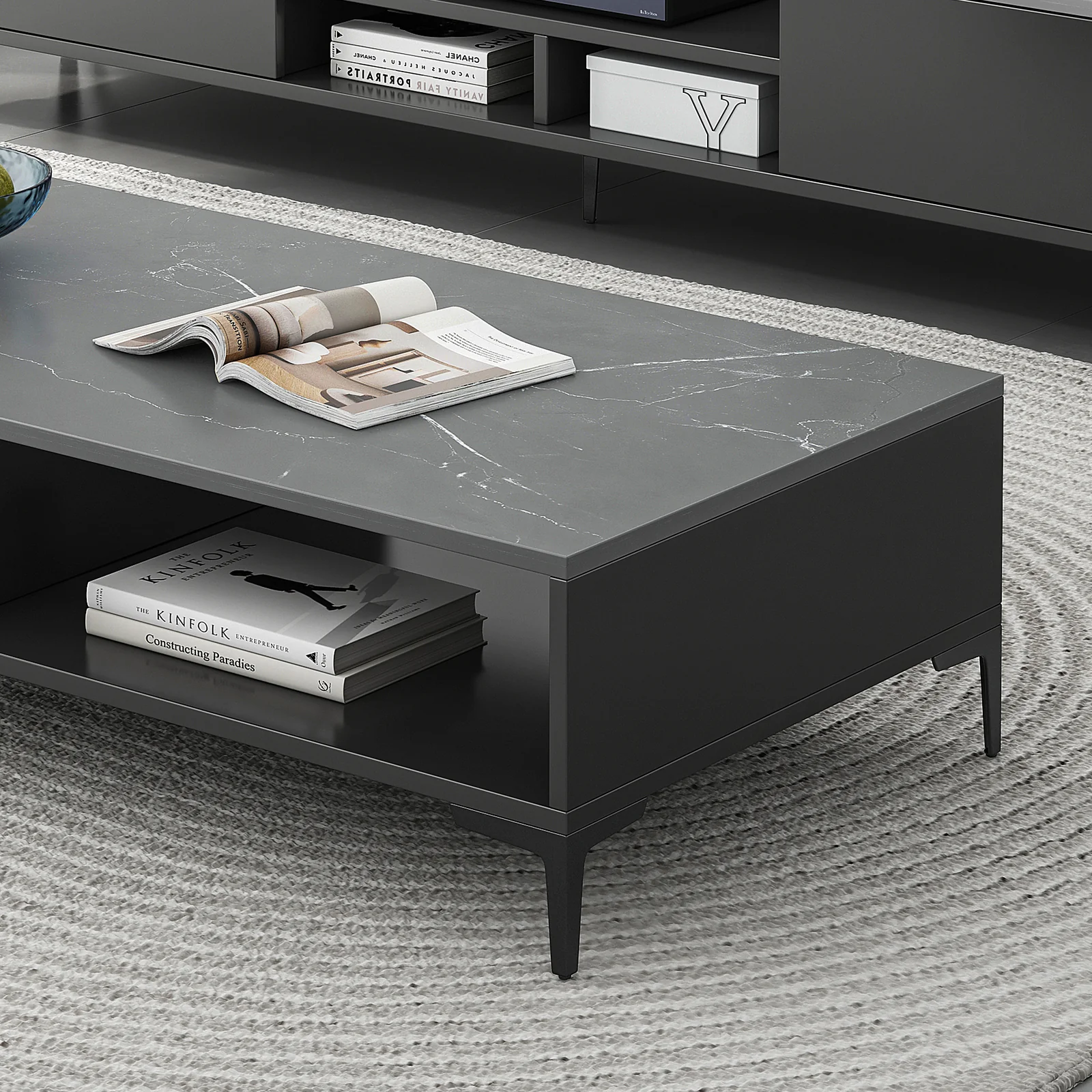 2-Piece Set Minimalist Large Coffee Table & TV Cabinet - Image 8
