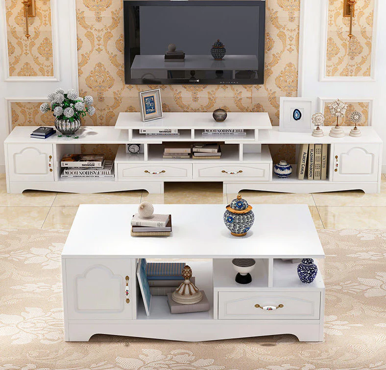 2-Piece Set Royal Luxury Coffee Table & Adjustable TV Cabinet - Image 3