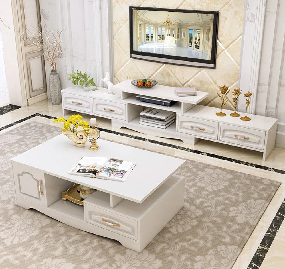 2-Piece Set Royal Luxury Coffee Table & Adjustable TV Cabinet - Image 5