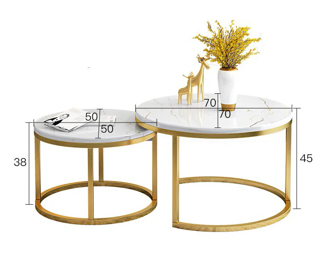 2-Piece Set Synergy Luxury Marble Look Coffee Table & TV Cabinet (White) - Image 8